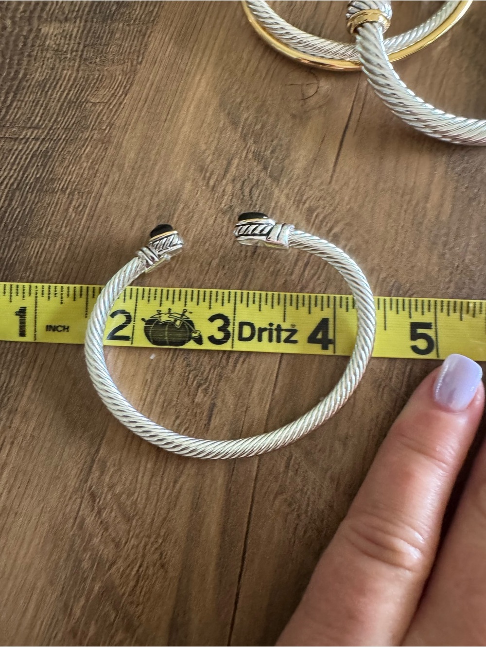 Amazon Two-Tone Silver and Gold Cable Cuff Bracelet - Picture 9 of 11